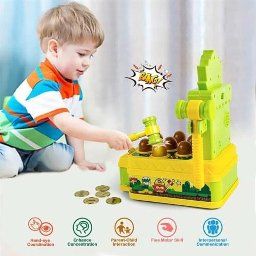 Whack the Mole Game Toy for Kids Mini Electronic Arcade Game Pounding Bench Game with 2 Hammers Toy