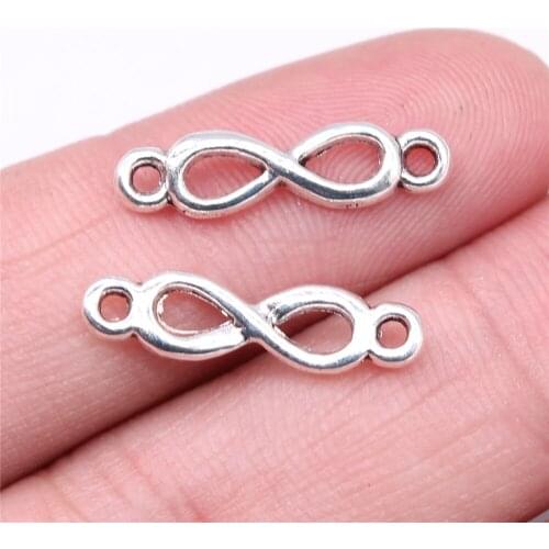 WYSIWYG 40pcs Charms 21x5mm Infinity Symbol Connector Charms For Jewelry Making DIY Jewelry Findings Antique Silver Color Charms
