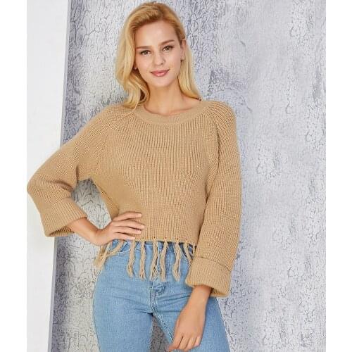 Blusas De Inverno Feminina Real Jumper Pullover 2019 Autumn And Winter New Pattern Tassels Knitting Blouse Round Neck Sweater