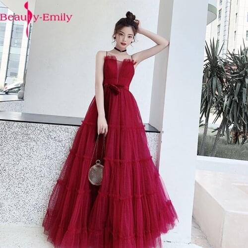 Beauty Emily New Burgundy Strapless A-line Evening Dress Long Simple Sleeveless Customized Color Woman Formal Party Dress