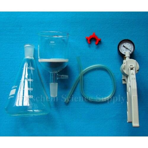 1000ml,24/40,Suction Filtration Unit,Buchner Funnel,1L Erlenmeyer Flask & Vacuum Pump