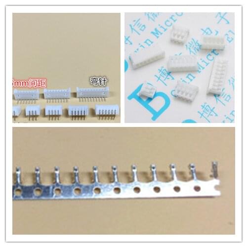 20sets MICRO 1.25 2/3/4/5/6/7/8/9/10 pin connector 1.25mm Pitch Right Angle Pin Header + Housing + terminal 1.25-2p/3p/4p/5p