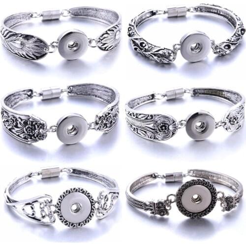 2019 New Metal Snap Button Bracelet Bohemian Magnet Snap Bracelet For Women 18mm Snap Buttons Interchangeable Charm Snap Jewelry