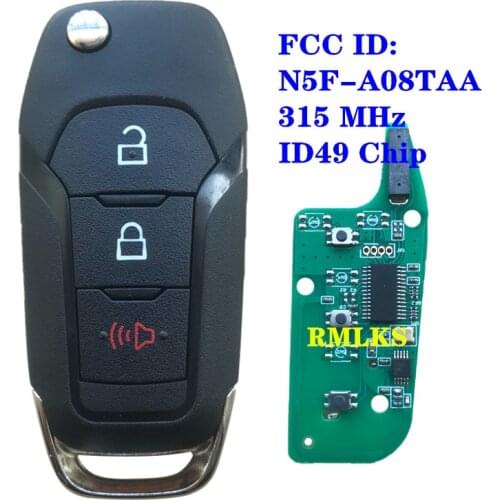 3 4 Buttons Flip Remote Key Keyless Entry Fob 315MHz with 49 chip Hitag Pro for Ford Fusion 2013-2015 FCC ID: N5F-A08TAA HU101