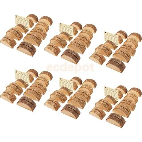 60pcs Rustic Wood Table Numbers Holder Wood Place Card Holder Party Wedding Table Name Card Holder Memo Note Card