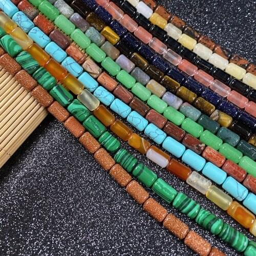 Natural Stone Beads Clear Quartz Malachite Aventurine Agates Loose Beads For Jewelry Making DIY Necklace Bracelet Size 6x10mm