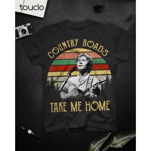 Country Roads Take Me Home Love John Denver T-shirt Black S-3XL