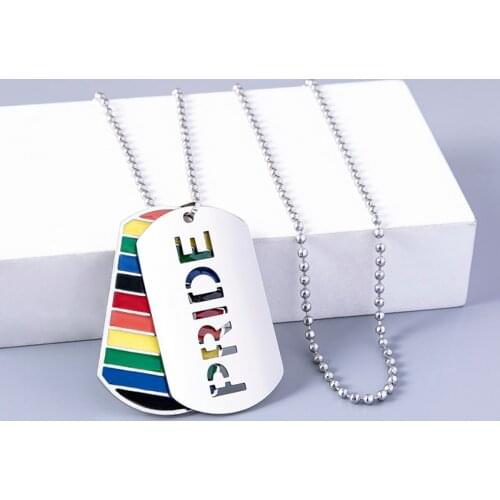 Double Layer Rainbow Love Pendant Necklace Lesbian Gay Pride Necklace LGBT Necklaces For Men Women Jewelry