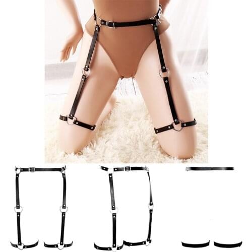 Charming Lingerie Fetish Leather Adjust Waist Leg Straps Size Women Thigh Garter Belts Bondage Body Harness Party Costume