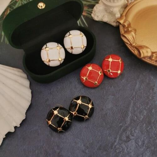 Round Earrings Sweet Enamel Colorful Female Romantic Party Jewelry