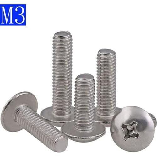 M3 - 0.5 304 Stainless Steel Phillips Pan Cross Drive Truss Head Machine Screws A2 bolts L=6mm - 50mm