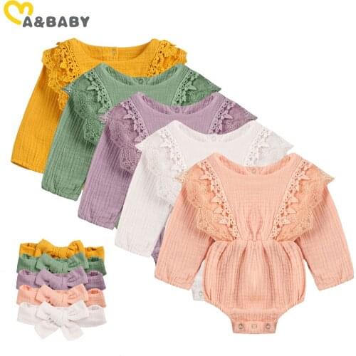 Ma&Baby 0-18M Spring Autumn Newborn Infant Baby Girl Ruffles Romper Lace Long Sleeve Jumpsuit Playsuit Baby Girl Clothes