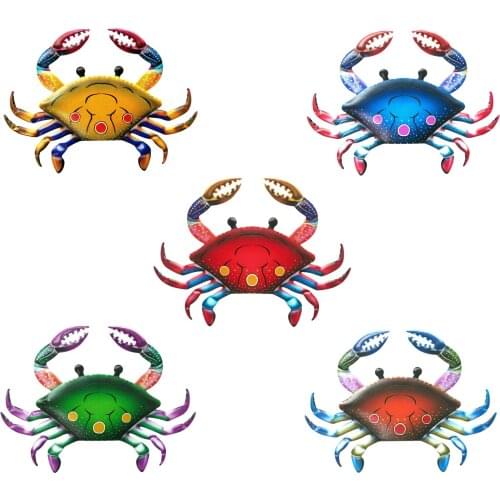 Metal Crab Wall Decor Colorful Patterns Ocean Theme Wall Hanging Ornament For Office Living Room Terrace Backyard Excellently