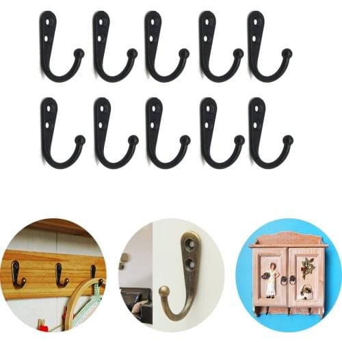 10 Pcs Multi Use Zinc Alloy Hooks For Hanging Vintage Antique Bronzed Durable Door and Wall Hook Rack For Clothes Hat Bag Towel