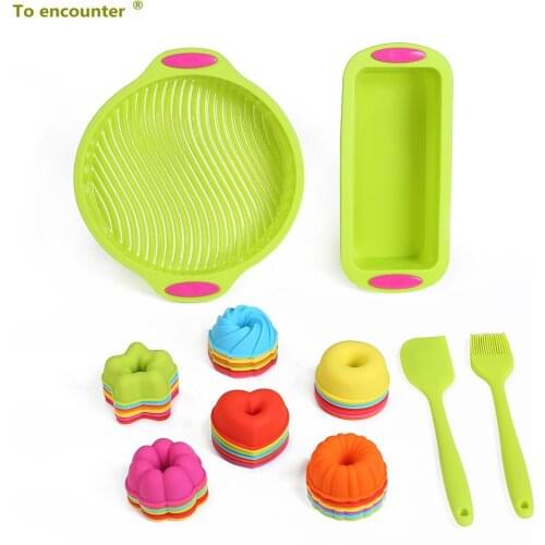 Set of 40 Pieces Baking Cake Mold and Loaf Pan Silicone Egg Muffin Cups Donut Pans with Pastry Brush & Spatula