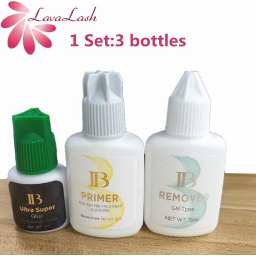 IB 1 Set Ultra Super Glue Lash Primer Lash Remover for Eyelash Extensions Glue Fast Dry LongTime Korea Black False eyelash Glue