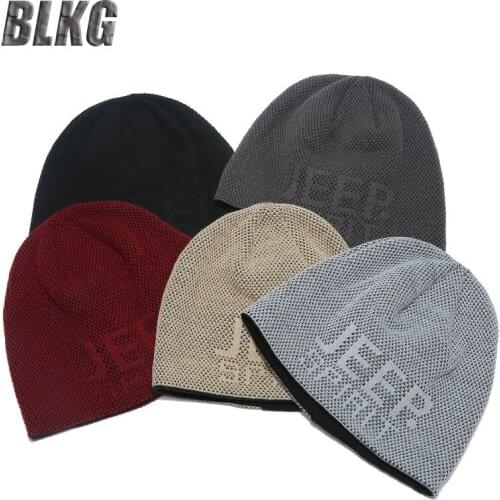 New Brand Autumn Winter Hedging Cap Men Fleece Liner Warm Windbreaker Bonnet Hat Print Letter Palid Casual Knitted Caps For Men