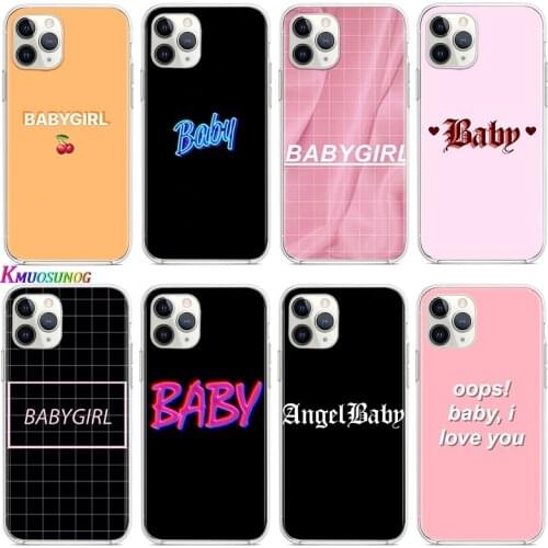 BABY girl line Text art Painted For Apple iPhone 12 11 Pro Max mini XS Max XR X 8 7 6 6S Plus 5S SE 2020 Transparent Phone Case
