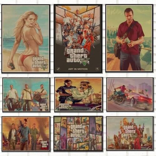 Grand Theft Auto Game Poster Home Furnishing decoration Kraft Game Poster Drawing core Wall stickers/5078
