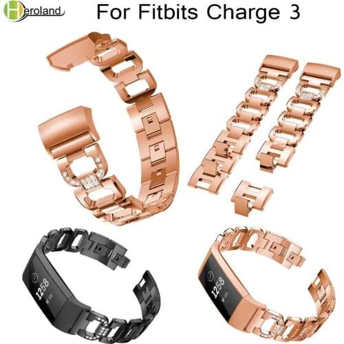 Luxury Crystal Metal Alloy Watch Band Wrist Strap For Fitbit charge 3 Smart Watchbands Bracelet Replacement Bling high Quality