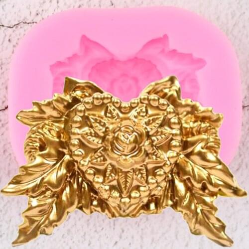 Heart Border Silicone Molds Rose Leaves Cupcake Topper Fondant Cake Decorating Tools Candy Polymer Clay Chocolate Gumpaste Mould