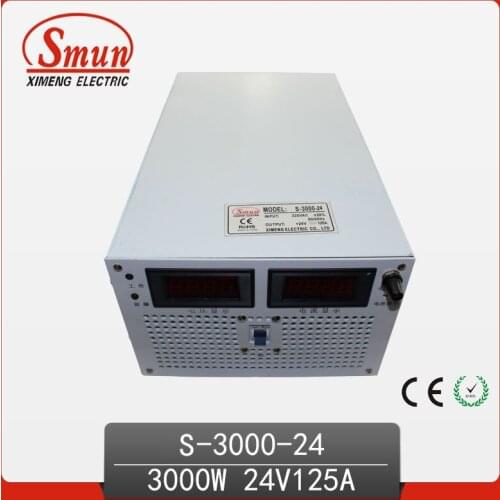 SMUN 3000W 24V 125A Single Output Wwitching Power Supply With CE ROHS From China Supplier Industrial And Led Used