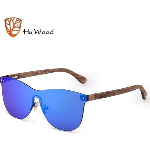 HU WOOD Brand Rimless Sunglasses Men Women Sun Glasses Natural Log Wood Frame Fishing Fishing Goggle Eyewear UV400 GR8026