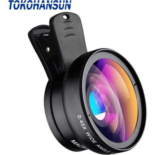 TOKOHANSUN HD 37MM 0.45x Super Wide Angle Lens with 12.5x Super Macro Lens for iPhone 6 Plus 5S Samsung S8 Camera lens Kit