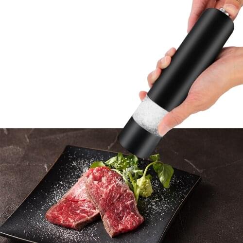 With LED Light Kitchen Accessories Seasoning Bottle Electric Automatic Pepper Salt Mill Spice Grinder For Cooking Restaurants