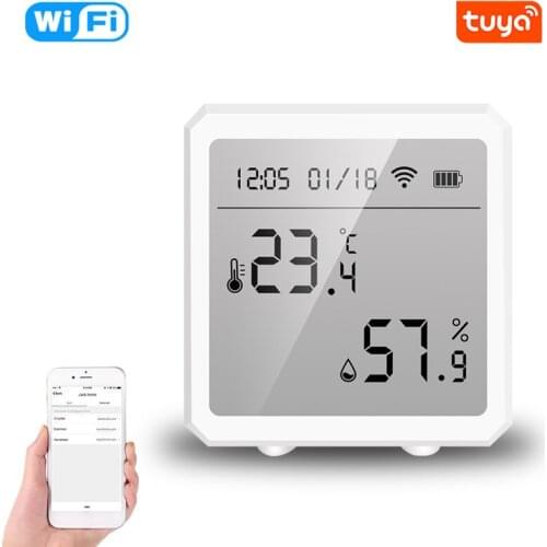 Tuya Wifi Bluetooth Smart Temperature And Humidity Sensor Support Smart Life With LED Screen Works With Alexa/Google Assistant