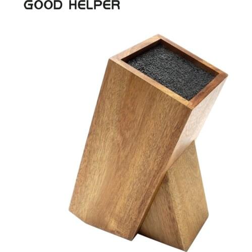 GOOD HELPER Universal Knife Block Holder - Acacia Wood Stand with Bristles to Fit Different Sizes of Knives