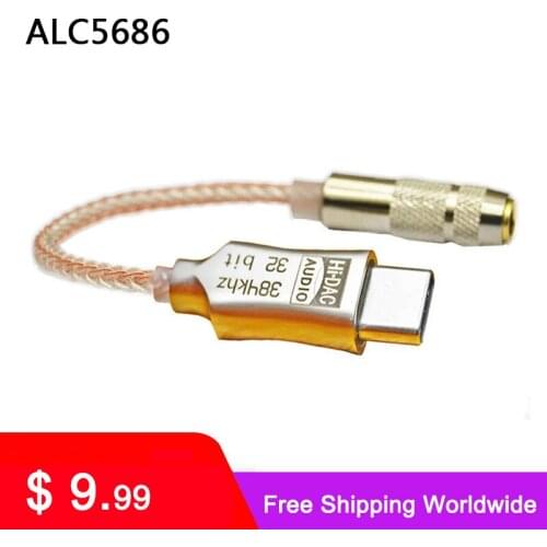 ALC5686 USB Type C to 3.5mm DAC earphone Amplifie Headphone Amp Digital Decoder AUX audio Cable hifi adapter converter Android