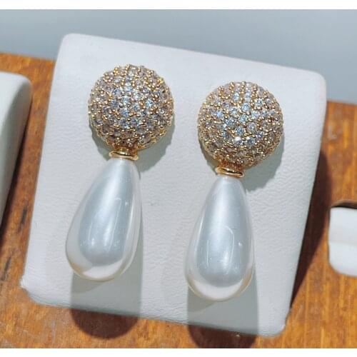 High Quality Fashion Long Water Droplets Pearl Cubic Zircon Dandelion Womens Trendy Jewelry Friends Gift Dropshipping