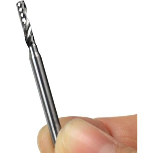 High Precision Grind!High Quality! 5pcs 3.175*2.5*12mm One Flute Spiral CNC Router Bits Soild Carbide One Spiral Flute Bit