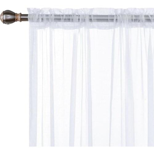 1Pcs Solid Color Sheer Tulle Window French Sash Curtain Drape Bedroom Living Room Balcony Patio Decor Home Textile