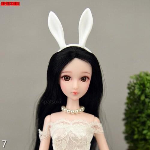 White Rabbit Ear Headband Headwear Plastic Tiara For Barbie Doll Accessories Hairwear Hair Accessories For 1/6 Dollhouse DIY Toy