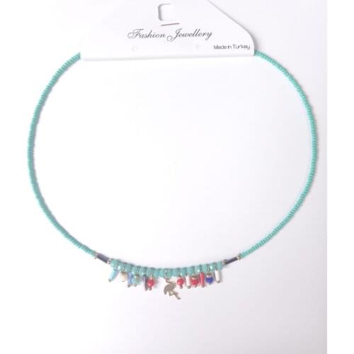 Lady Necklaces Jewelry Accessories Fashion Blue Beaded Stylish Patterned 2021 Summer Winter Season Elegant Looking Chain Necklaces