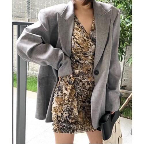 Elegant Fashion Women Suits Korean Style Peaked Lapel Loose Blazer Office Lady Streetwear Casual Chic Daily Coat 1 Pieces