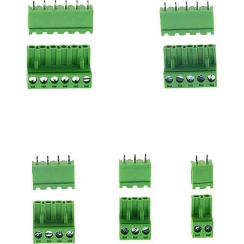 10sets Terminal plug type 300V 10A ht5.08 5.08mm pitch connector pcb screw terminal blocks connector straight 2 3 4 5 6 pins