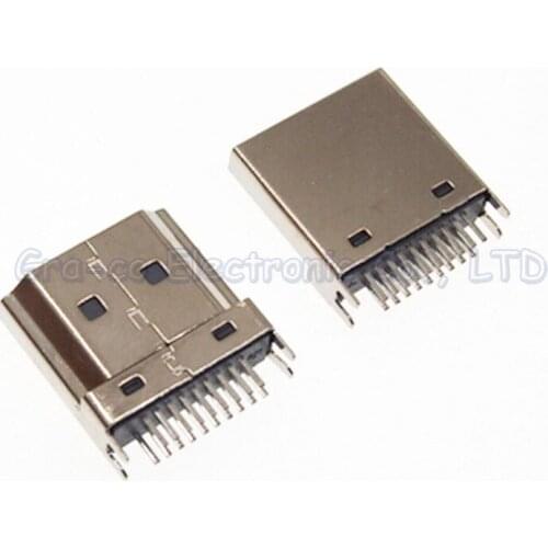 10pcs 19Pin HDMI Jack HDMI Male Plug 19P two rows of foot splint 1.6