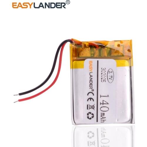10pcs/Lot 302025 3.7V 140mAh Rechargeable li Polymer Li-ion Battery For mp3 mp4 smart Watch DVR GPS PSP Sports bracelet 302126