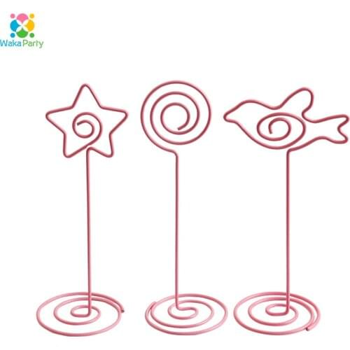 10pcs Pink Wedding Birthday Party Table Decorations Table Place Card Table Number Holders Pictures Stands Name Memo Menu Clips