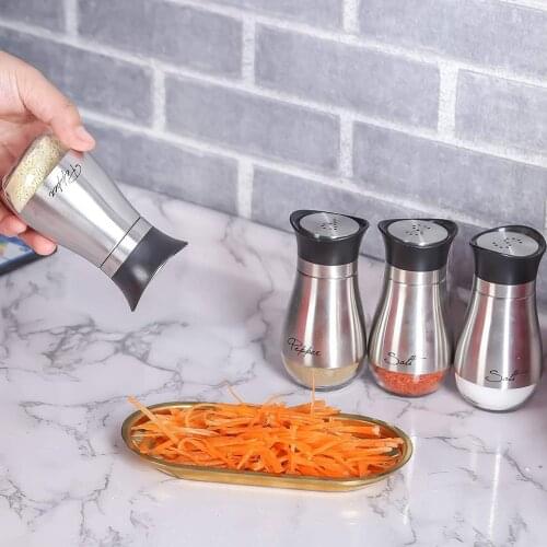 2PCS/SET Stainless Steel Spice Dispenser Spice Shaker Multi Function Cooking BBQ Pepper Salt Jar Seasoning Jar Tools Elegant