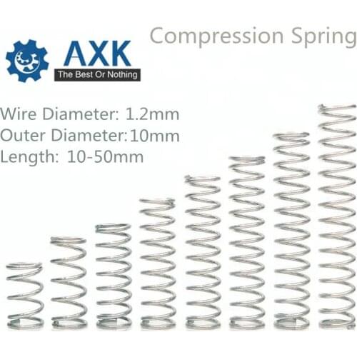20pcs/Lot 1.2*10*10-50 Small Coil Compression Spring,Stainless Steel Springs,Small Spot Micro Compression Spring For 3D Printer