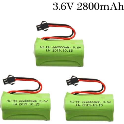 3pcs 3.6v 2800mah Rechargeable Battery For Rc toys Cars Rc Boat Tanks Trains Robots Gun NiMH Battery AA 3.6v 2800mah