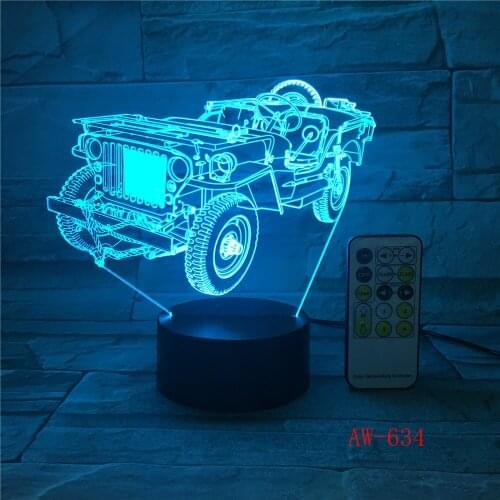 3D Dynamic Tractor Car Vehicle 7 Colors Changing USB Desk Table Lamp Remote Touch Base Kids Birthday Xmas Toy Car Gift AW-634