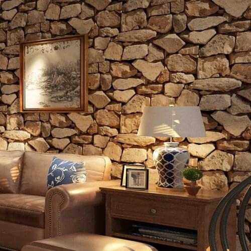 Beibehang Chinese retro 3D three-dimensional antique culture stone stone pattern wallpaper restaurant cafe background wallpaper