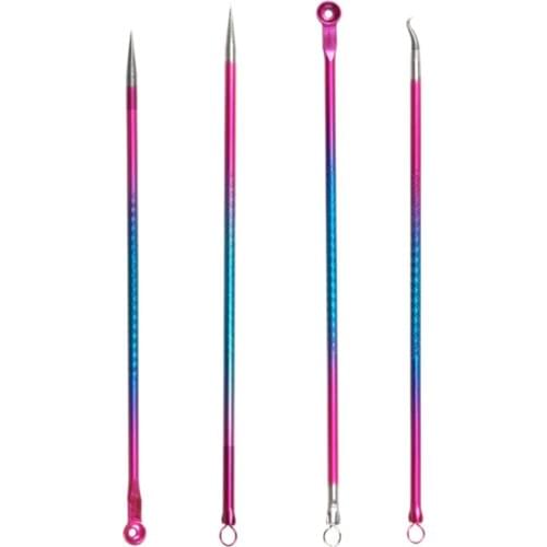 4Pcs Needle Blackhead Remover Pimple Extractor Popper for Acne Comedone Blemish Whitehead Zit Removal Tool