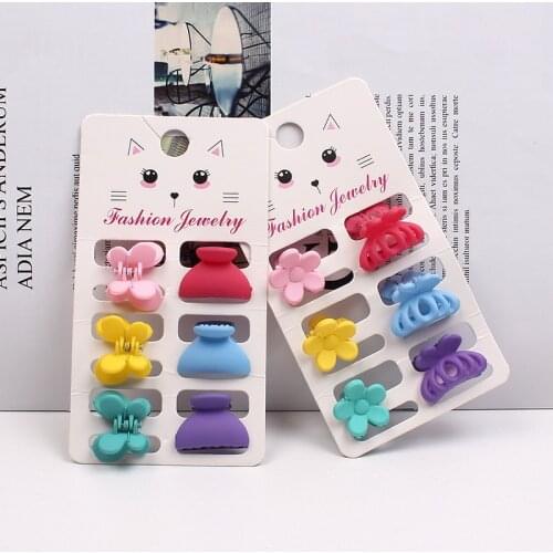 6 Pcs/sets Hair Clips For Baby Girls Small Hair Crab Claw Hairpin Pure Color Flower Barrettes Mini Hairpin Fashion Accessories