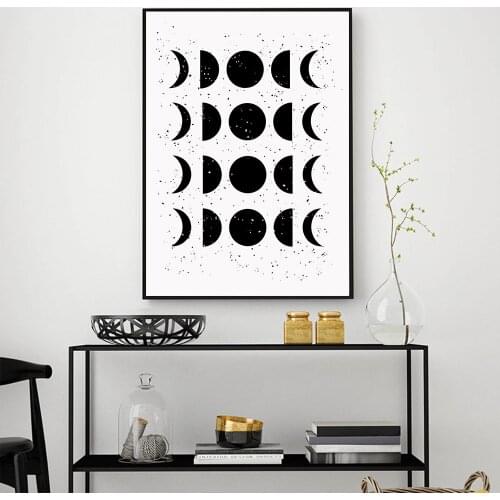 Abstract Moon Phases Wall Art Poster Moon Cycle Canvas Painting Neutral Art Print Boho Poster Nordic Wall Pictures Home Decor